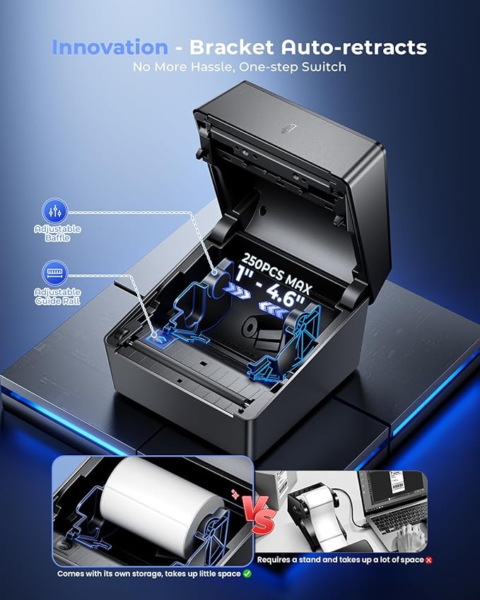Phomemo Shipping Label Printer with Touchable Screen, 4x6 Bluetooth Thermal Label Printer with Built-in Label Holder, D420D Thermal Printers for Small Business, Compatible with USPS, Tiktok, Amazon