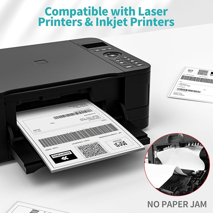 2000 Sheets Sticker Paper Matte White, 8.5" x 11" Label Paper for Laser & Inkjet Printer, Full Sheet Label for Shipping Address Mailing