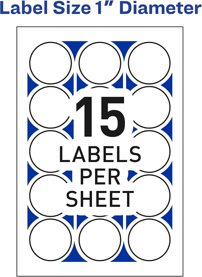 Avery Mailing Seals, 1" Round Labels, White, 600 Printable Mailing Labels (05247)