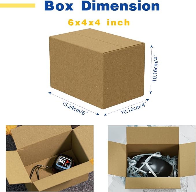 30 Pack 6x4x4 inches Small Shipping Boxes Brown Corrugated Cardboard Boxes for Packing, Mailing, Moving, Business