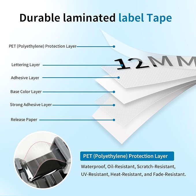 TZe-2312pk Laminated Label Tape 12mm 0.47 Black Ink on White Tape | TZ231 TZe-231 Compatible with Brother P-Touch Label Tape PTD210 PTH110 PTD220 PTD400 PTD600 PTH100 PT-P700 Label Maker