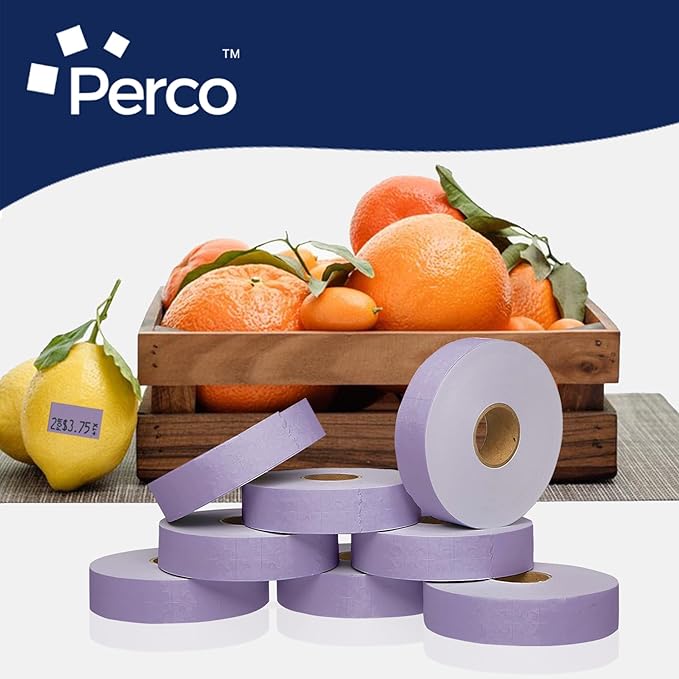 Perco Lavender Pricing Labels for Monarch 1131 Price Gun, 3 Sleeves - Pack of 24 Rolls - 60,000 Price Marking Labels with Ink Rolls Included
