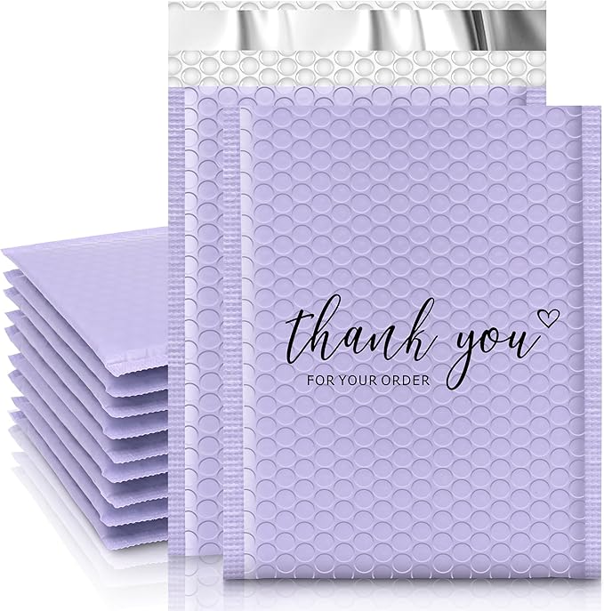 JinRuiKJ Bubble Mailers 8.5x12" 25 Pack, Padded Envelopes, Strong Adhesion Padded Mailers, Cushioning Padded Shipping Envelopes for Jewelry, Makeup - Purple