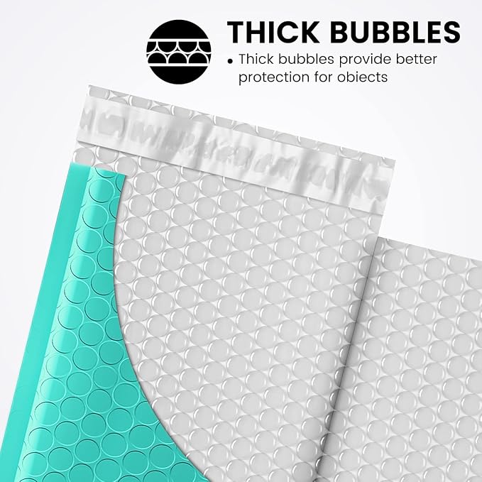 Fuxury Bubble Mailers 4x8" Teal Padded Envelopes 1000Pack | Usable Size 4x7",Strong Adhesion Thick Padded Mailers for Small Business Mailing Small Items,Jewelry,Trading Cards,Makeup