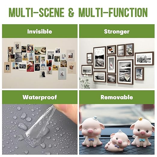 Sticky Dots, 200PCS Glue Points Dots Double Sided for Smooth Wall, Posters, Balloons - 0.4" Removable Clear Sticky Dots, No Residue Museum Putty for Home & Party & Crafts Use