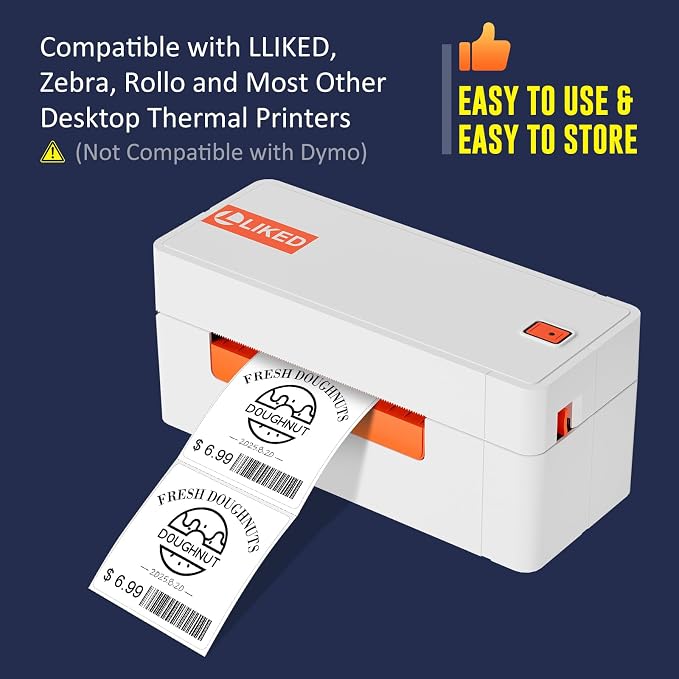L LIKED 7500 Direct Square Thermal Labels 2" x 2", QR Code&Barcode Stickers | 10 rolls, 750 labels/Roll, Block Old Information, Permanent Adhesive, BPA Free, Compatible with Most Desktop Printers
