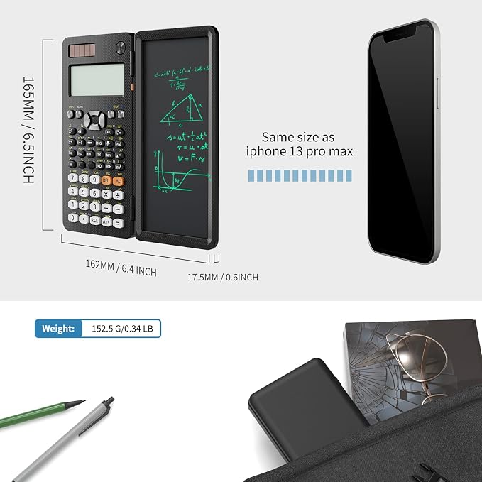 ROATEE Scientific Calculator for Student 991ES with Notepad School Supplies | 4-Line Display Calculator with LCD Writing Tablet, Battery Rechargeable Power Calculator Back to High College School Supplies