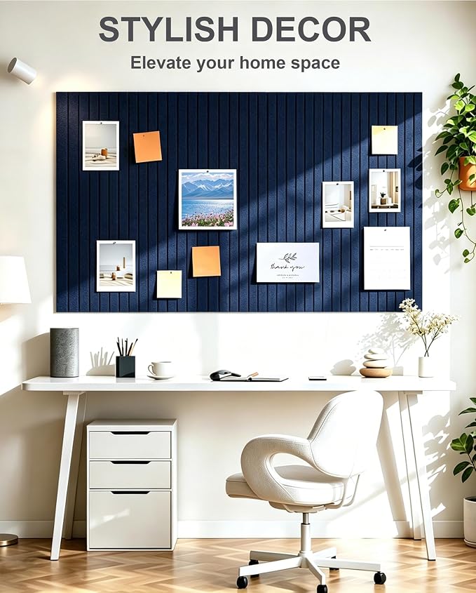 0.47" Thick Felt Pin Board 48"x36" Large Cork Board Alternative 12 Pack 11.81"x11.81"Felt Bulletin Board Wall Tiles Notice Board with 60 Pushpins for Home Office School(Fine-Dark Blue)