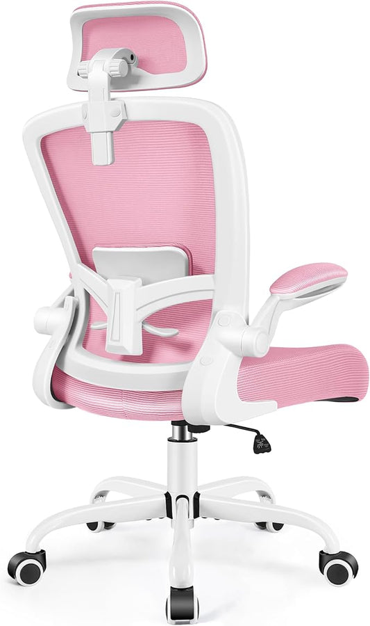 FelixKing Office Chair, Desk Chair with Adjustable Lumbar Support, Ergonomic Computer Chair with High Back and Armrest, Adjustable Height Gaming Chair Home Office Swivel Chair(Pink)