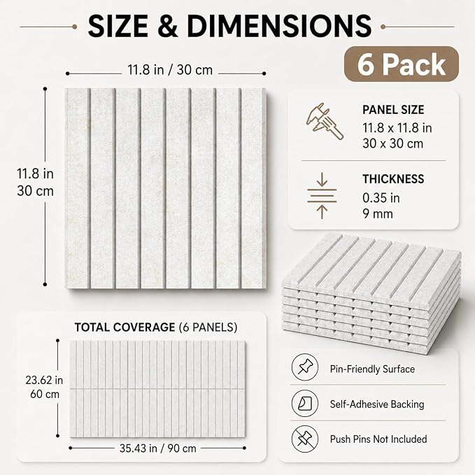 Stripe Felt Bulletin Board Tiles, Cork Board Alternative 24 x 36 in | 0.35 in modular felt wall tiles for notes, photos, schedules, reminders in offices, classrooms, home and office workspaces