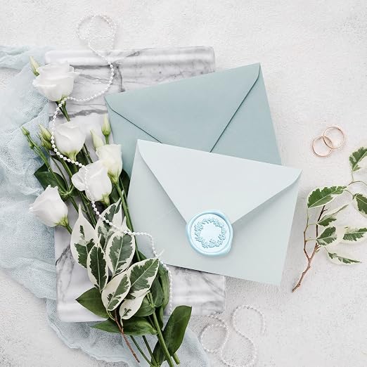 UNIQOOO Light Baby Blue Glue Gun Sealing Wax Sticks for Wax Seal Stamp - Perfect for Wedding Invitations, Thank You Card, Mails, Wine Gift Wrapping, Christmas Gift, Pack of 8