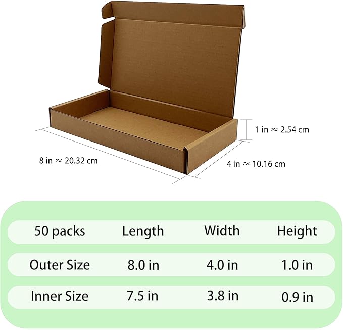 8x4x1 inch Small Shipping Boxes 50 Pack, Brown Kraft Corrugated Cardboard Mailer Boxes Bulk for Packaging Business Mailing Gift，Mini Mailer Boxes for Packaging Supplies