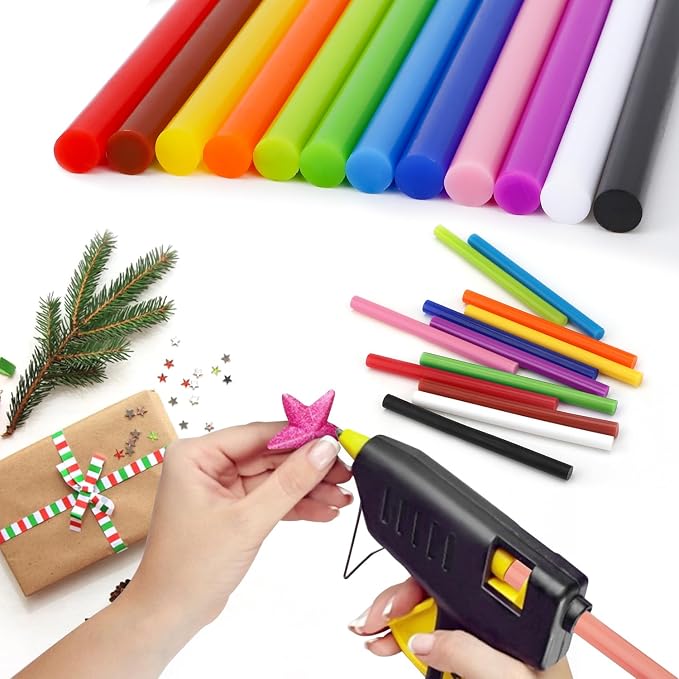ENPOINT Colored Hot Glue Sticks, 72 PCS 0.27 x 3.93 in Mini Hot Melt Glue Sticks Colored, EVA 12 Colorful Adhesive Purpose Glue Stick for DIY Art Craft General Repairs and Gluing Projects
