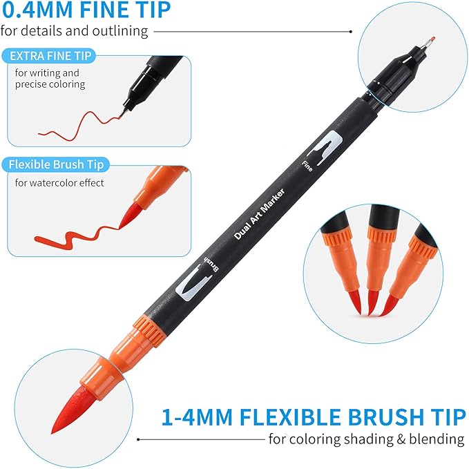 Brush Markers for Adults Coloring,36 Colors Art Markers Colored Pens for Bullet Journaling Note Taking Drawing Calligraphy Lettering,Art Office Supplies