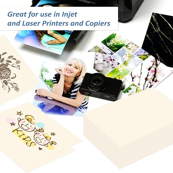 200 Sheets Ivory Printer Paper 8.5x11, 32 lb/120 gsm Stationery Paper, Cream Cardstock Paper Sheets for Printing, Copy, Crafts, Letters, Invitations, Laser & Inkjet Printer Compatible