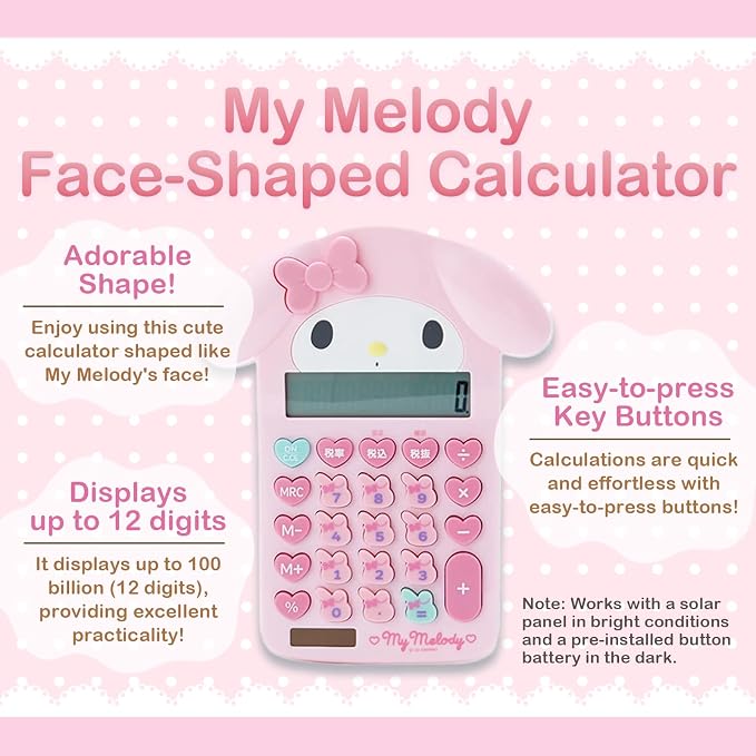 SanrioOriginal Face Shaped Calculator (Japan Import) - Includes Cherry Blossom Message Card (My Melody)