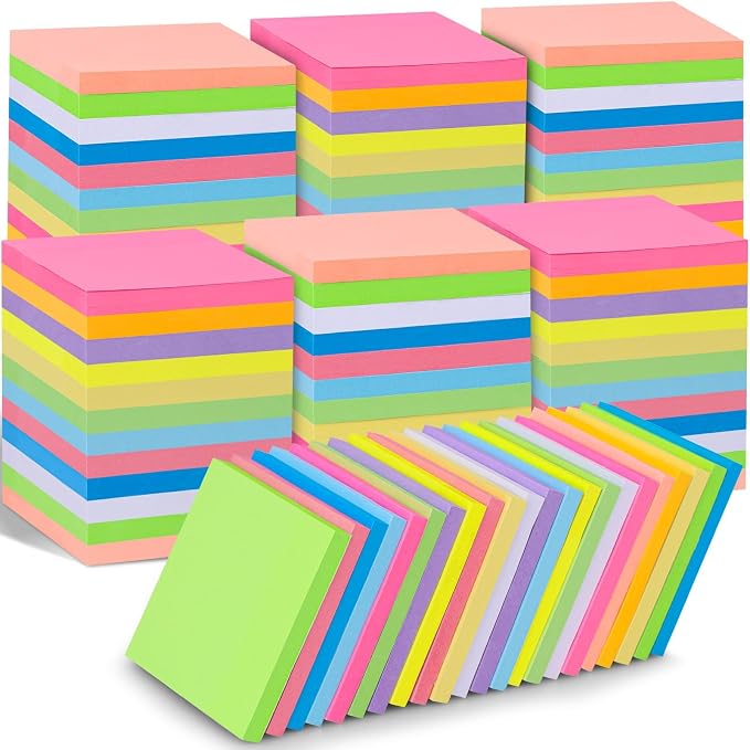 60 Pack Sticky Notes Bulk 3x3 Inch 12 Colors Self Stick Memo Pads | 75 Sheets Each, Bright Multicolor Notes, Smooth Writing, Classroom, Office Supplies, Planning, Reminders, Organization