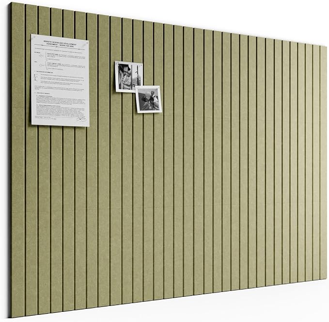Bumusty 48"x 36" Large Felt Bulletin Board Tiles, Olive Green | 12-Pack Cork Board Alternative, Wall Decor, 30 Pushpins, 60 Adhesive Tabs, Vision Board, Office, Classroom, Home, Dorm