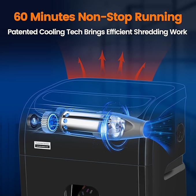18-Sheet Paper Shredder for Home Office Heavy Duty with 60 Mins Running Micro Cut, US Patented Cutter, Shred CD/Card with 7.9 Gal Extra Large Bin, AUTO Jam Proof(ETL)
