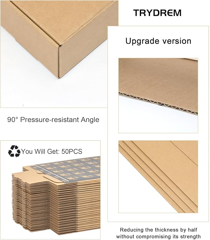 50 Pack Small Shipping Boxes, 7x5x2 Inch Brown Cardboard Boxes for Small Business