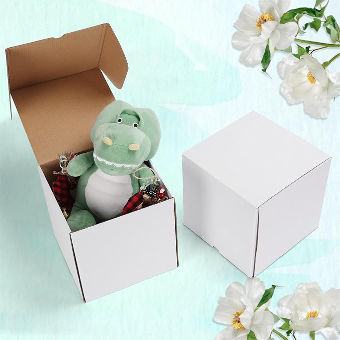 WIFTREY 15 Pack 8X8X8 Small Shipping Boxes, White Corrugated Cardboard Box 8''x8''x8'' for Mailing Packing Shipping