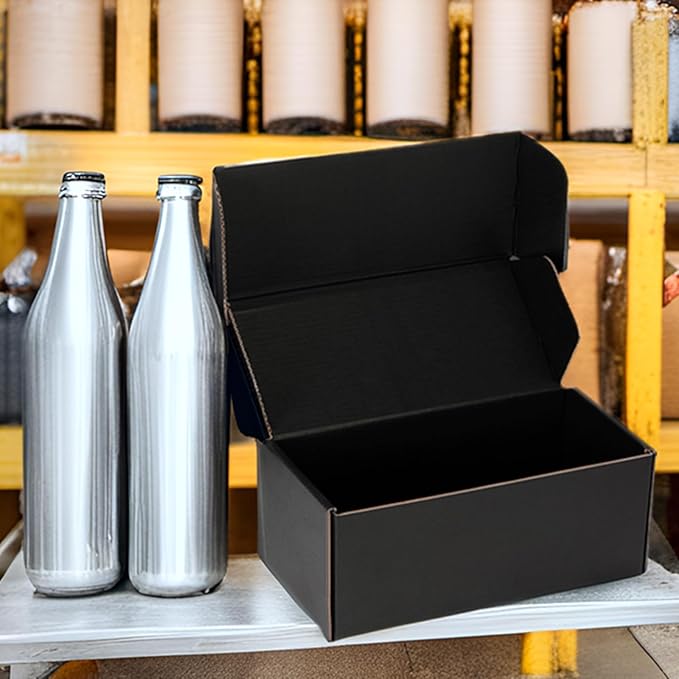 Small Shipping Boxes 10x4x4 Inches – Black Corrugated Cardboard Boxes (20-Pack) for Mailing, Packing, Small Business & Gift Packaging - Recyclable & Sturdy