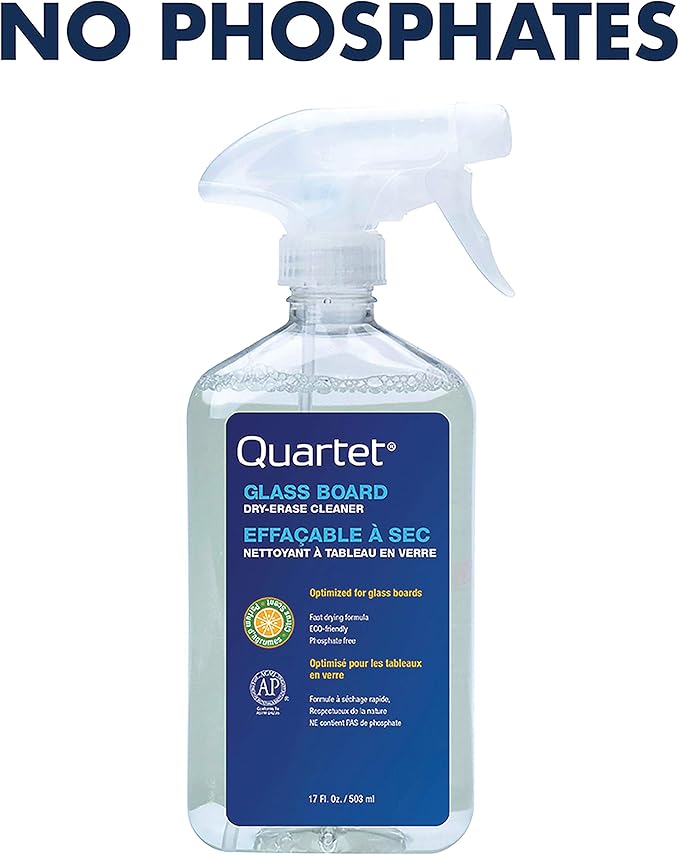 Quartet Dry Erase White Board Cleaning Spray, Glass Whiteboard Cleaner, Orange Scented, 17 fl oz (562)