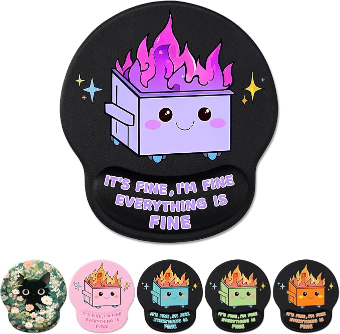 Hancynir Dumpster on Fire Ergonomic Mouse Pad with Wrist Support Desk Decor | Gel Mouse Pads Wrist Rest, Cute Funny Comfortable Computer Mousepad, for Gaming Laptop Work Home Accessories Office Supplies