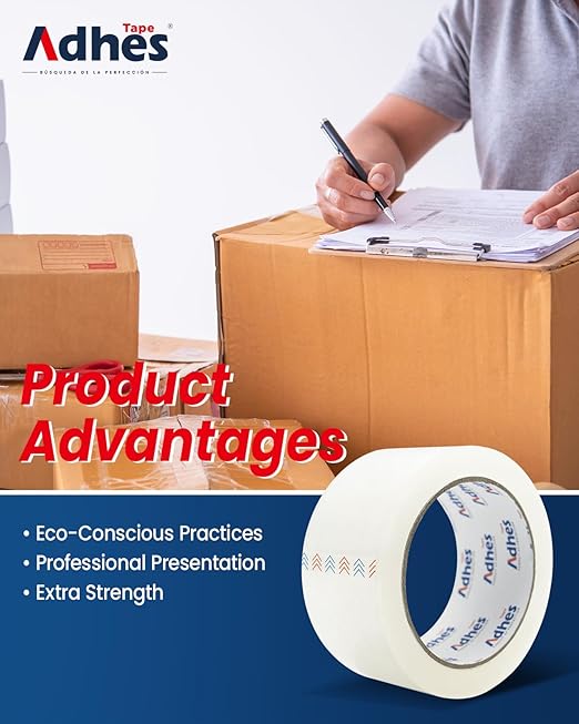 ADHES Packaging Tape 2.7MIL Heavy Duty Packing Tape Mailing Tape, 6 Rolls, 1.88" x 165 ft (55 Yards) Clear Shipping Tape, Ultra-Strong & Durable for Packaging, Moving, Mailing, and Sealing