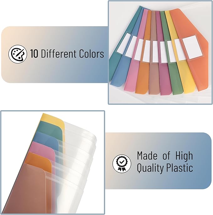 Mr. Pen- Clear Plastic Envelopes, 10 Pack, A4, Letter Size, Colorful, Clear Folders for Documents Plastic Envelopes for Documents