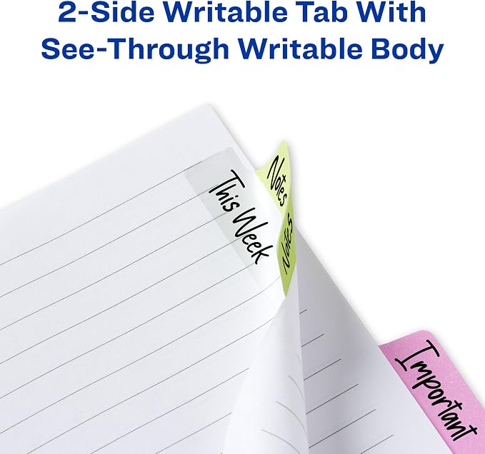 Avery Margin Ultra Tabs, 24 Repositionable Sticky Tabs, 2.5" x 1", 2-Side Writable Page Markers in Assorted Pastel Colors, 1 Pack (74769)