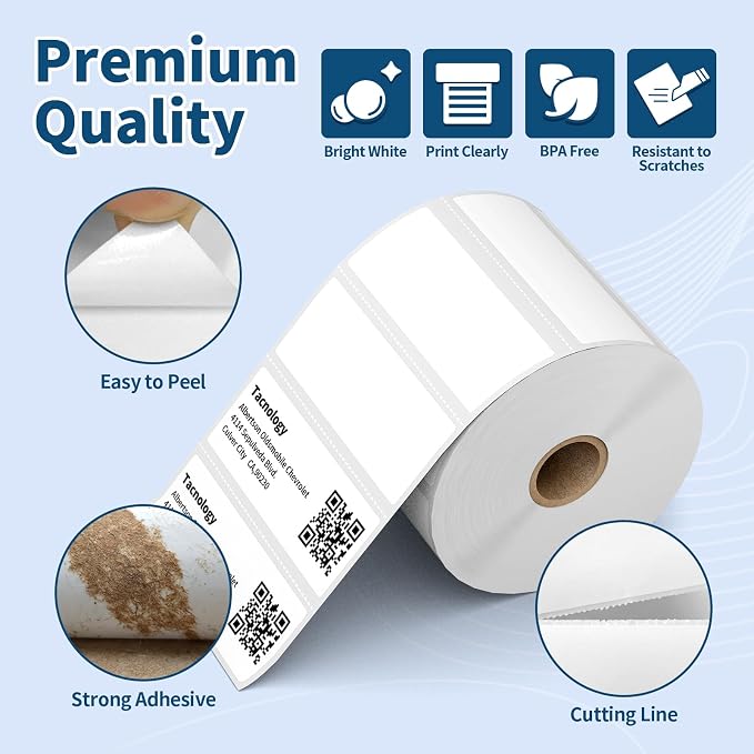 12 Rolls 3" x 1" Direct Thermal Labels - 15600 Barcode & Postage FBA Address Label - Adhesive & Perforated - Compatible with Rollo, Zebra, Munbyn, Polono, and More Desktop Printers