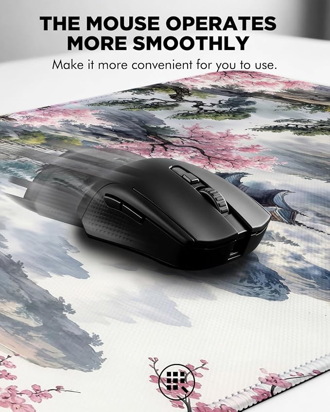 Mouse Pad, Desk Mat, 31.5x11.8in Large Mousepad, Peach Pavilion | Desk Pad with Stitched Edge & Rubber Non-Slip Bottom, Gaming Mouse Pad, Extended Mousepad for Home, Office