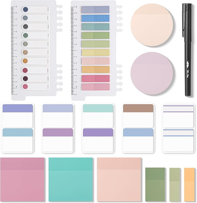 Mr. Pen- Transparent Sticky Notes Set, 1000 Sheets | Transparent Sticky Notes Tabs with Marker Pen for Bible Study, Office, School, Planning, Journaling & Organization