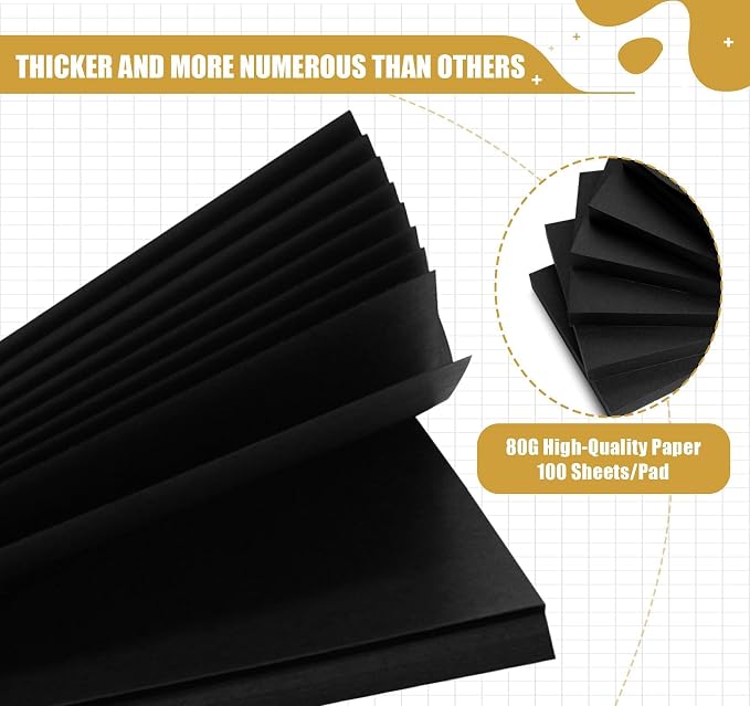 Black Sticky Notes 3x3 in,100 Sheets/6 Pads for Office, School, Home | Widen the Adhesive Area,Super Self-Stick Notes,600 Sheets Aesthetic Sticky Pads