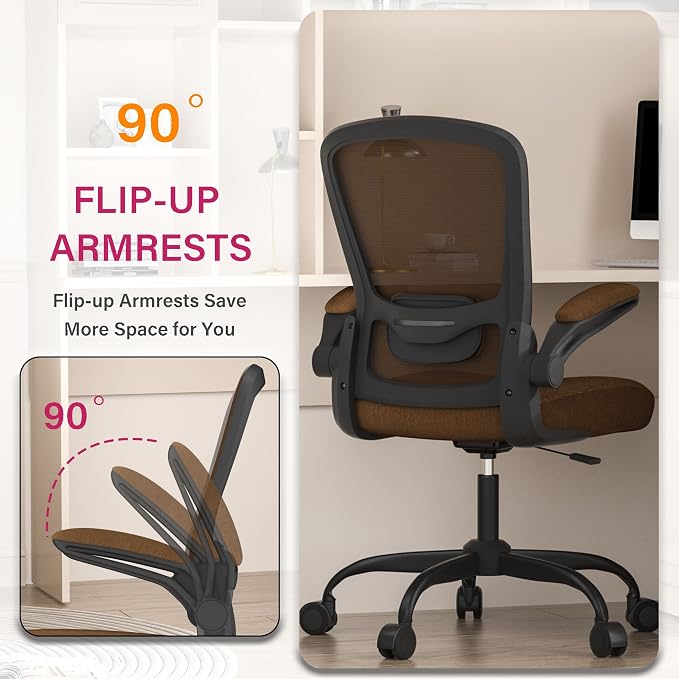 Mimoglad Office Chair, Ergonomic Desk Chair with Adjustable Lumbar Support, High Back Mesh Computer Chair with Flip-up Armrests-Task Chairs, Executive Chair for Home Office | Supports 300 lbs · Seat 19.48"–23.4" · Breathable mesh · 20–30 min assembly ·...