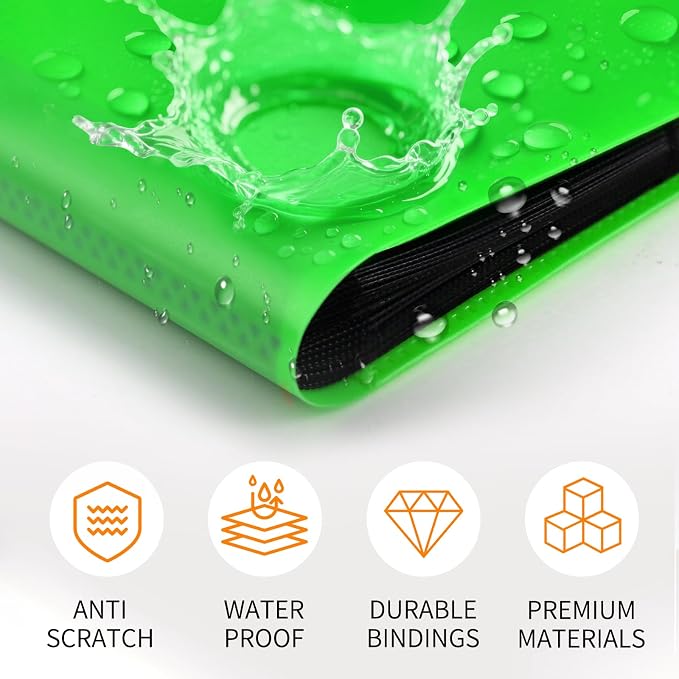 Trading Card Binder 9 Pocket, 360 Card Waterproof Folder with Side Loading Sleeves, Sturdy Card Collection Album for MTG, TCG, Game Cards & Sports Cards, 1 Pack, Green