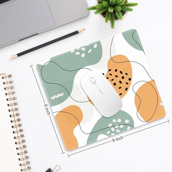 Mouse Pad, Minimalism Marble Style Computer Pad, Anti-Slip Rubber Mouse Mat with Stitched Edges for Gaming, Office, Laptop, PC, Women, 9" x 8" Thick 3 mm, Abstract Polka Dots