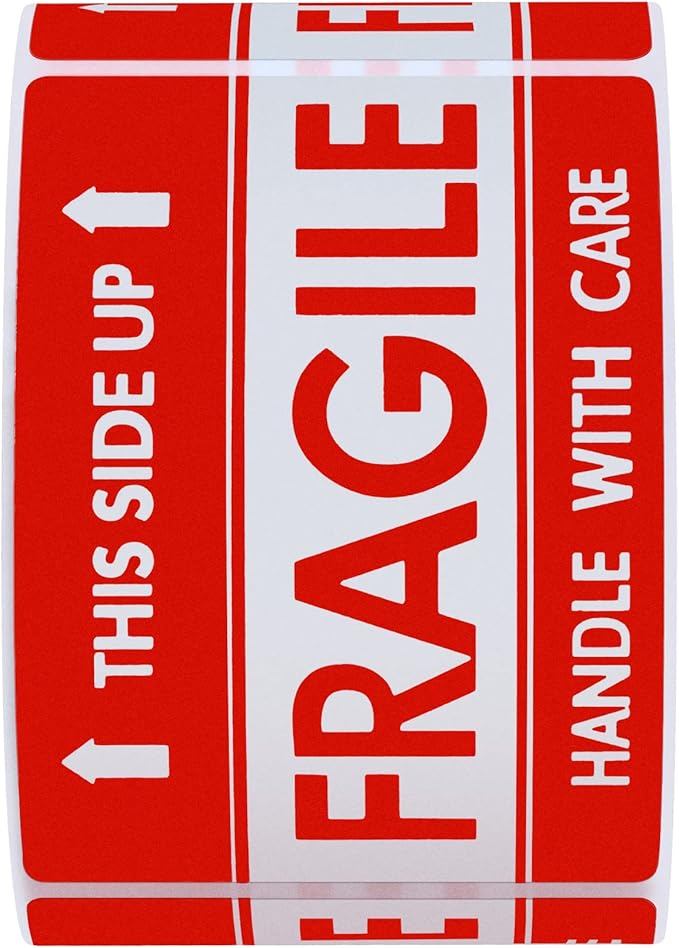 Hybsk This Side Up Fragile Stickers 2x3 Inch Handle with Care Shiping and Packing Warning Adhesive Label 300 Per Roll (2x3 inch)