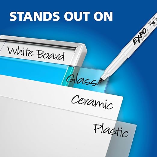 EXPO Dry Erase Markers Kit, Ultra Fine Tip, Assorted Colors, Eraser, Spray Cleaner, 7 Count - Whiteboard, Calendar, Office, School, Classroom, Teacher Supplies