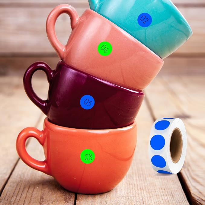 PARLAIM 1/2" Round Color-Code Dot Stickers,Adhesive 2000 Stickers Rolls dots Label Dispenser Box Green Circle Stickers Labels(Fluorescent Green+Blue)
