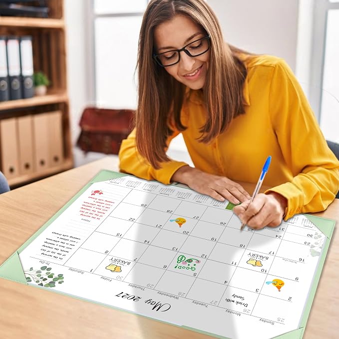 Gannyfer Desk Calendar 2026-2027 with Desktop Mat, Simplified Large 22" x 17" Desktop Pad Calendar, 18 Month Desk Calendar July 2026-Dec 2027, Office Supplies Perfect for Home School and Office - Green