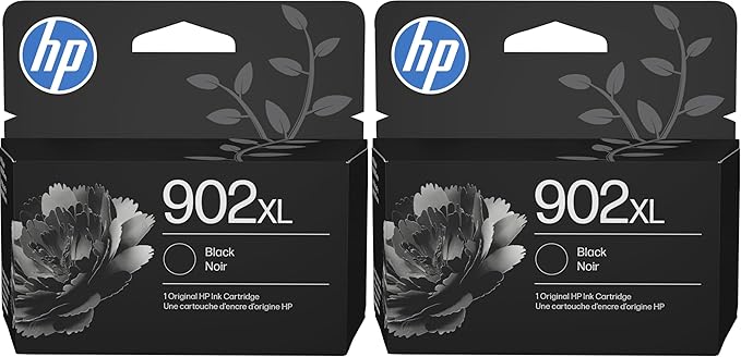 HP 902XL Black High-Yield Ink Cartridge Printers | Works with Printer Series: OfficeJet 6954,6958,6962,OfficeJet Pro 6968,6975,6978 | Eligible for Instant Ink-| T6M14AN,(Pack of 2)
