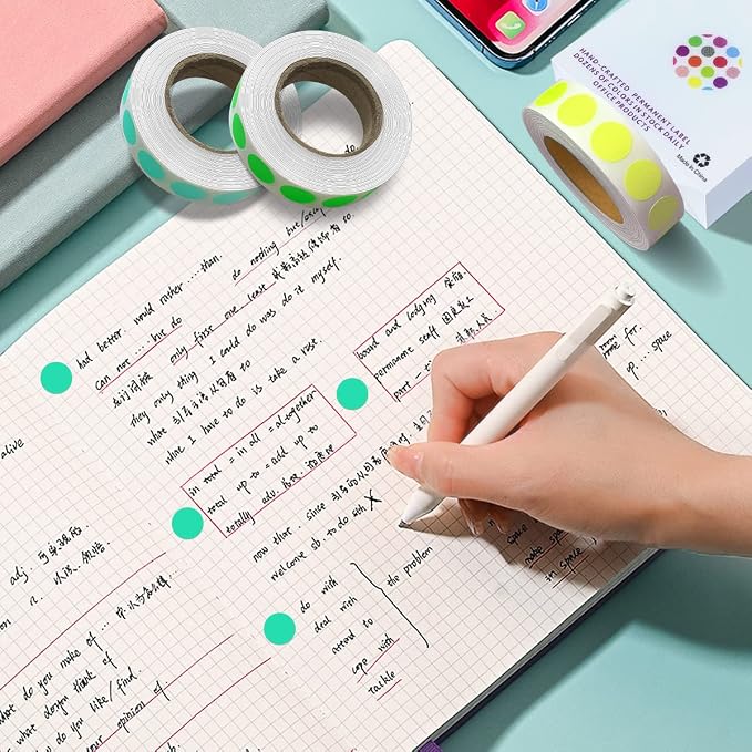PARLAIM 0.5 Inch Round Permanent Color-Code Dot Stickers,Circle Colorful Coding Label Sticker for Home Office Classroom(Aqua)