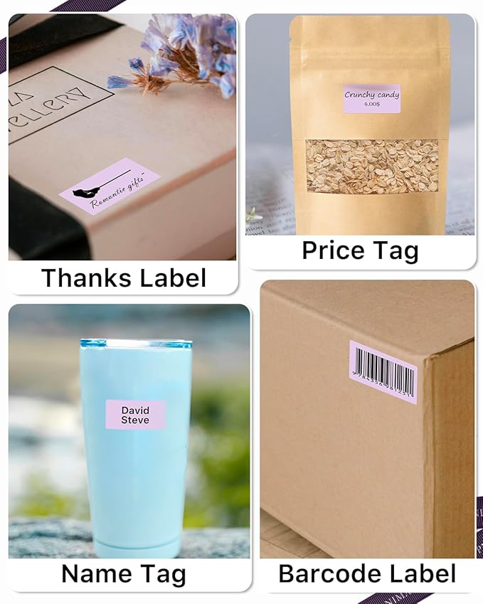 iEager 2x1 Inch Thermal Labels, Purple Rectangle Thermal Printer Stickers, Durable Shipping Label Printer Sticker for Barcode, Name, Address, 1000 Labels/Roll