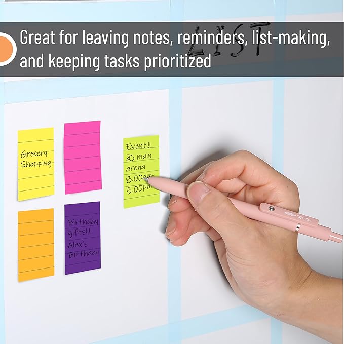 Mr. Pen- Lined Sticky Notes 1.5x2, 6 Pads, 60 Sheets/Pad, Vibrant Colors, Sticky Notes with Lines, Sticky Note Pads, Mr Pen Sticky Notes, Stocky Notes for Bible Journaling