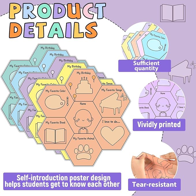 Hexagon Pieces Bulletin Board Set Pieces of Us Classroom Bulletin Board Decorations All About Me Cutouts Classroom Decorations for Back to School Office Home Chalkboard Decor Wall Door