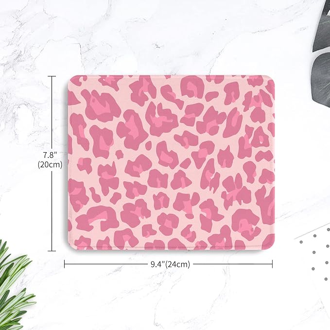 Seorsok Pink Leopard Mouse Pad,Mouse Mat Square Waterproof Mouse Pad Non-Slip Rubber Base Mouse Pads for Office Laptop,9.5"x7.8"x0.12" Inch