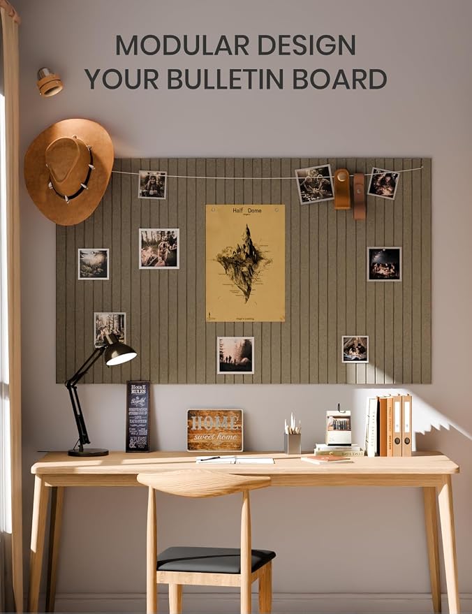 Fluxynara 36" x 24" Large Felt Bulletin Board, Earth Brown | 6 Pack Cork Board Alternative with 30 Safe Adhesive Tabs, Pin Boards for Wall Decor, Home, Office, Classroom,Dorm