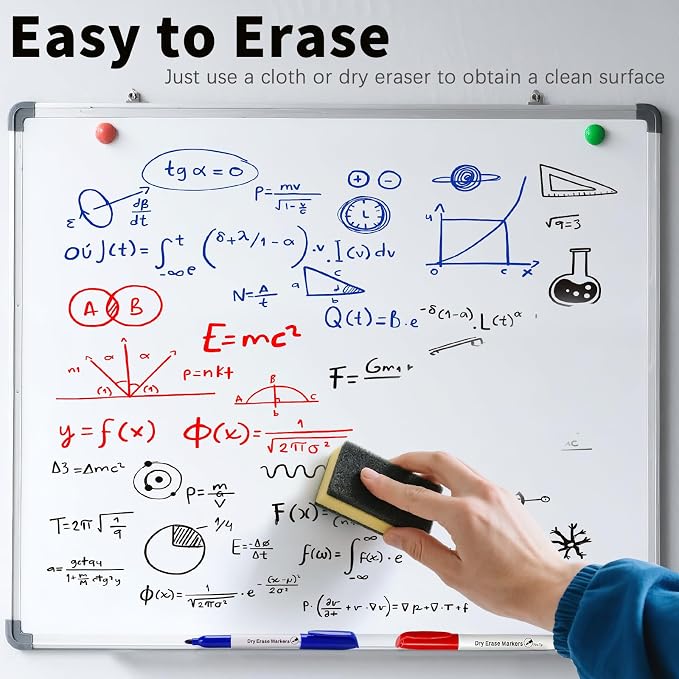 Duchong 30 Count Dry Erase Markers, Fine Tip Whiteboard Markers with Black Red Blue Color